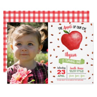 Apple of Our Eye First Birthday Invitation w/Photo