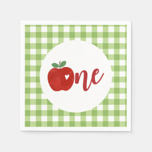 Apple of our eye first birthday napkins