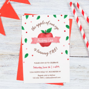 Apple of our Eye First Birthday Party Invitation