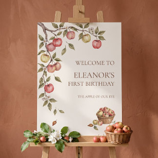 Apple Of Our Eye First Birthday Welcome Sign