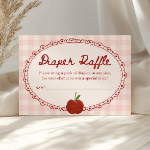 Apple of Our Eye Gingham Baby Shower Diaper Raffle Enclosure Card