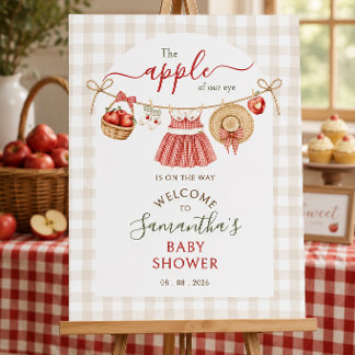 Apple Of Our Eye gingham Baby Shower welcome sign