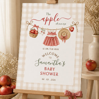 Apple Of Our Eye gingham Baby Shower welcome sign