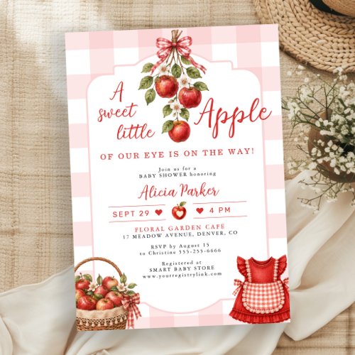 Apple of our eye girl baby shower invitation