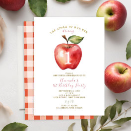 Apple of Our Eye Girl First Birthday Party Invite