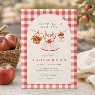 Apple of Our Eye Girl Gingham Baby Shower Invitation