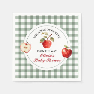Apple of our eye green plaid Baby Shower Napkins
