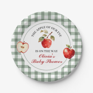 Apple of our eye green plaid Baby Shower Paper Plates