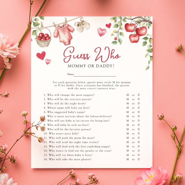 Apple Of Our Eye 'Guess Who' Baby Shower Game Flyer (Creator Uploaded)