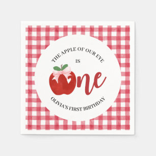 Apple of our eye is One Pink bow first birthday Napkins