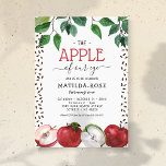 Apple of Our Eye Kids Birthday Invitation<br><div class="desc">Sophisticated apple themed birthday invitations featuring watercolor foliage and apples,  a seed border,  and a modern "the apple of our eye" birthday celebration template that is easy to customize.</div>