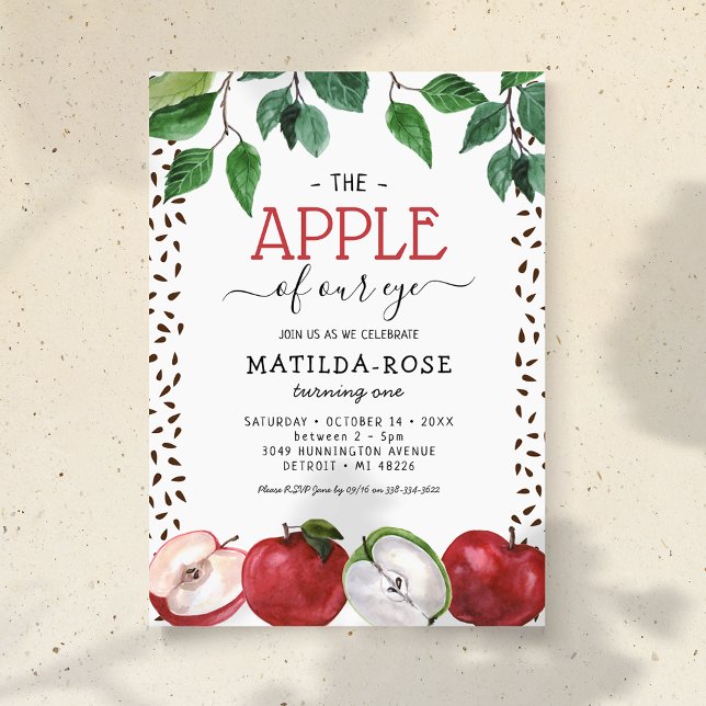 Apple of Our Eye Kids Birthday Invitation (Creator Uploaded)