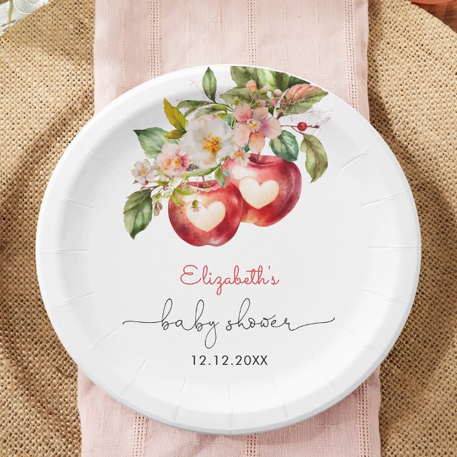 Apple of Our Eye Modern Baby Shower  Paper Plates (Creator Uploaded)