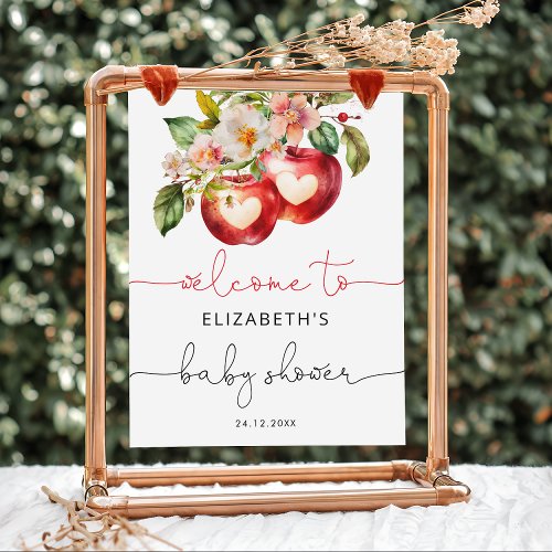 Apple of Our Eye Modern Baby Shower Welcome Poster