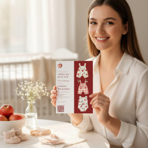 Apple of Our Eye modern watercolor QR code Invitation