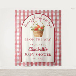 Apple Of Our Eye Neutral Red Baby Shower Backdrop