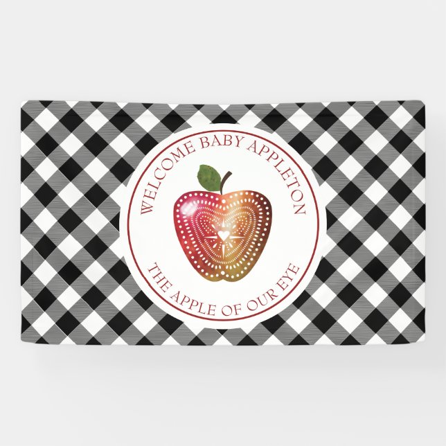 Apple Of Our Eye Orchard Plaid Baby Shower Banner (Horizontal)