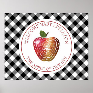 Apple Of Our Eye Orchard Plaid Baby Shower Poster
