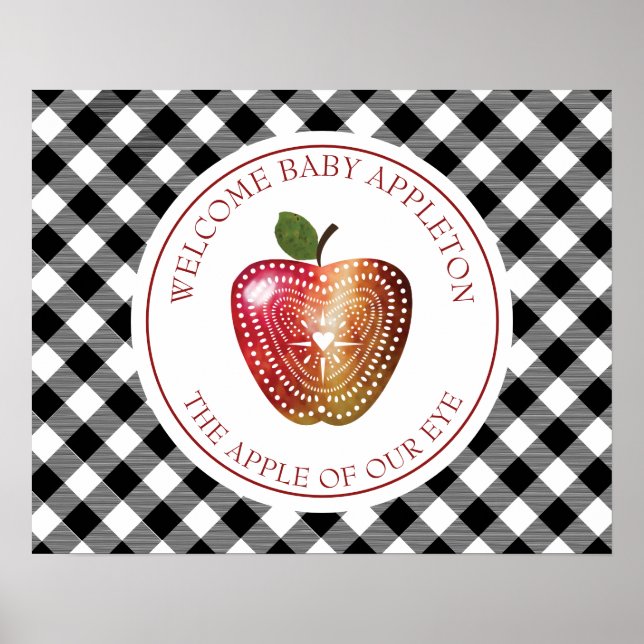 Apple Of Our Eye Orchard Plaid Baby Shower Poster (Front)