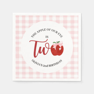 Apple of our eye Pink bow 2nd birthday Napkins