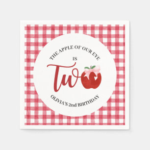 Apple of our eye Pink bow 2nd birthday Napkins