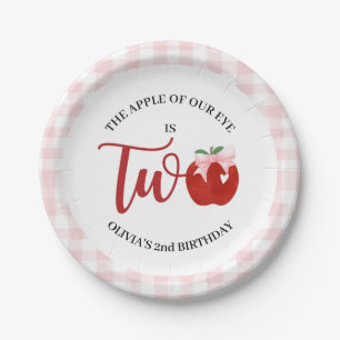 Apple of our eye Pink bow 2nd birthday Paper Plates