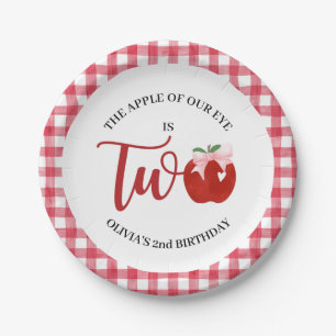 Apple of our eye Pink bow 2nd birthday Paper Plates