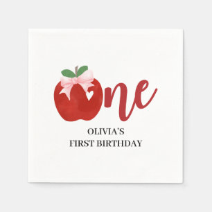 Apple of our eye Pink bow birthday Napkins