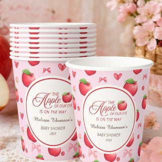 Apple Of Our Eye Pink Red Coquette Baby Shower  Paper Cups