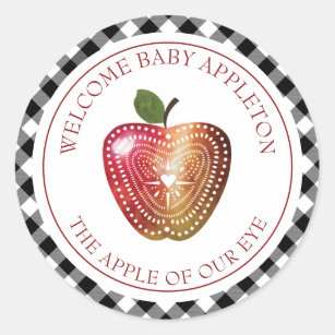 Apple of our Eye Plaid Baby Shower  Classic Round Sticker