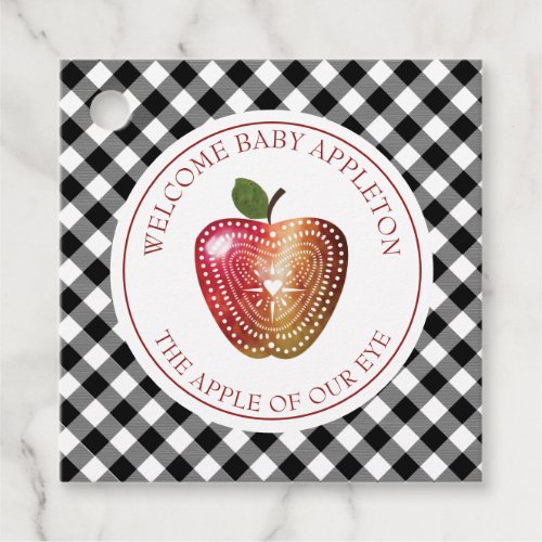 Apple Of Our Eye Plaid Orhcard Baby Shower Favor Tags