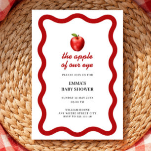 Apple of Our Eye Red baby shower fall script  Invitation