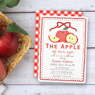 Apple of Our Eye Red Bow Girl Baby Shower Invitation