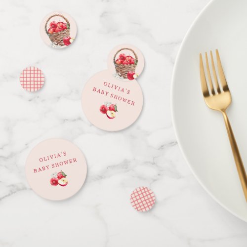 Apple Of Our Eye Red Gingham Baby Shower Confetti