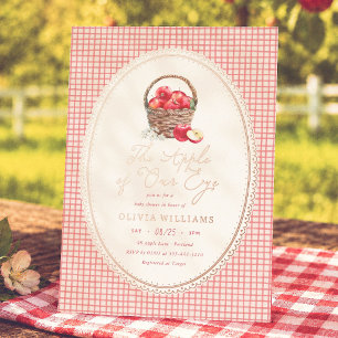 Apple Of Our Eye Red Gingham Baby Shower Foil Invitation