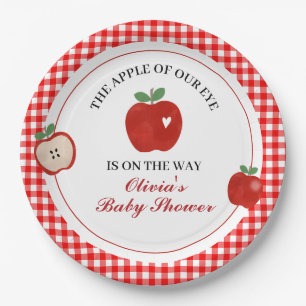 Apple of our Eye red gingham Baby Shower Paper Plates