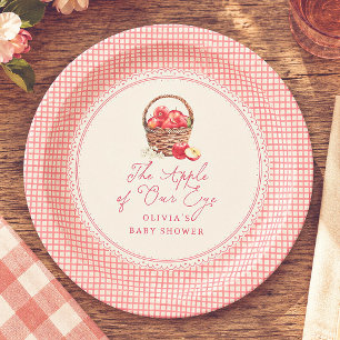 Apple Of Our Eye Red Gingham Baby Shower Paper Plates
