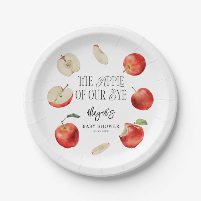 Apple Of Our Eye Rustic Baby Shower Paper Plates (Front)