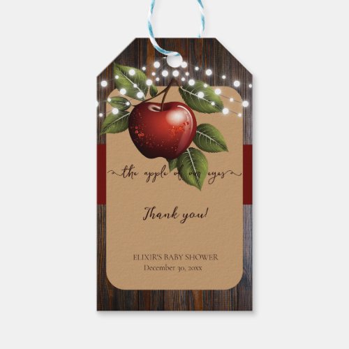 Apple of Our Eye Rustic Fall Baby Shower Gift Tags