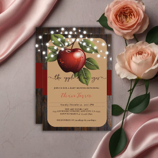Apple of Our Eye Rustic Fall Baby Shower Invitation