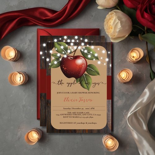 Apple of Our Eye Rustic Fall Baby Shower Invitation