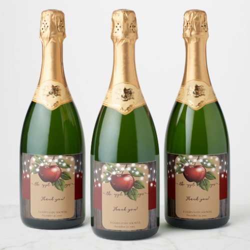 Apple of Our Eye Rustic Fall Baby Shower Sparkling Wine Label