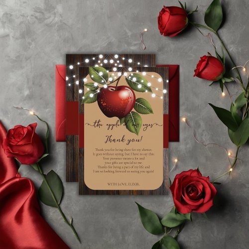 Apple of Our Eye Rustic Fall Baby Shower Thank You Card