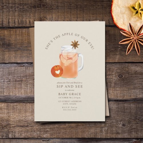 Apple Of Our Eye Sip And See Cider Mason Jar Invitation