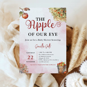 Apple of Our Eye Watercolor Fall Apple Baby Shower Invitation