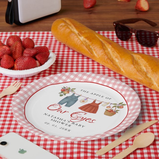 Apple of our eyes Fruit Fall baby shower thank you Paper Plates (Picnic)