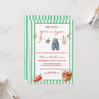Apple of our eyes green Baby Shower Invitation