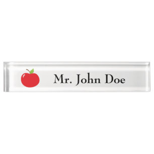 Apple of Your Eye – Cute Red Fruit Cartoon Desk Name Plate