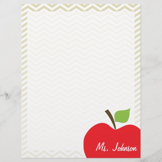 Apple on Beige Chevron; zig zag (Front)