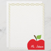Apple on Beige Chevron; zig zag (Front/Back)